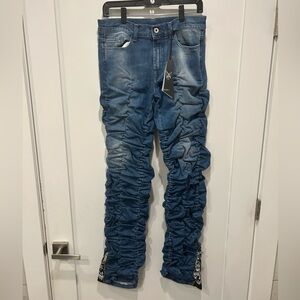 Marc Jacques Burton MJB Light Wash Stack Pant Zip Flair